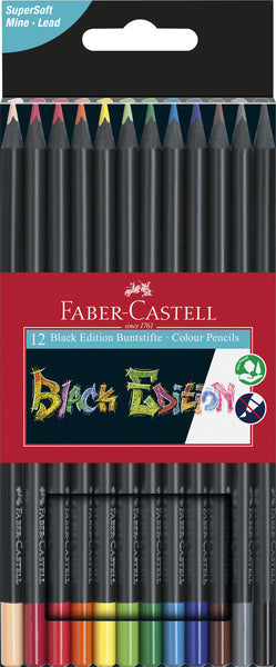 Faber Castell FC-116412 Buntstifte Black Edition im Etui 12 Stück