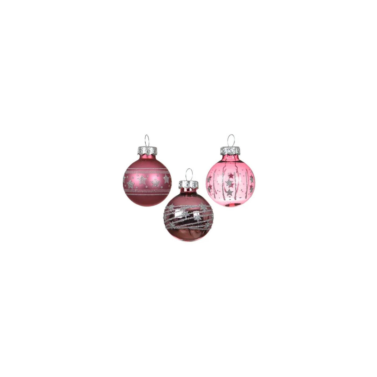 Decoris kerstballen glas roze ã˜3cm mix transparent shiny matt koker a 9 stuks