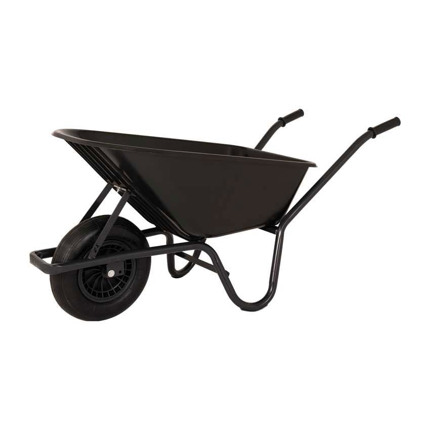 Mm producten kruiwagen 85l kunststof bak zwart gel onderstel ged
