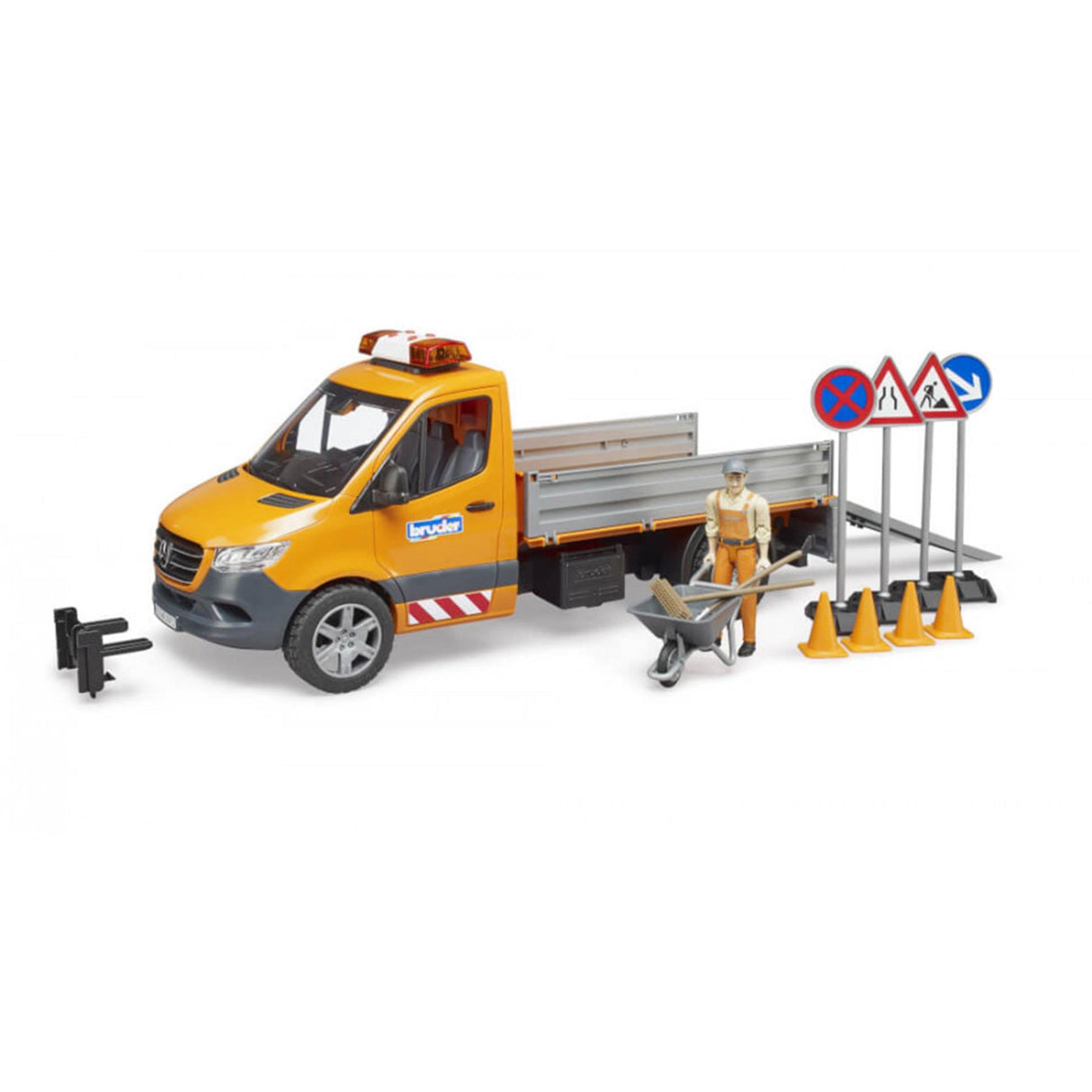 Bruder Mercedes-Benz Sprinter Straßenbau + Figur und Zubehör