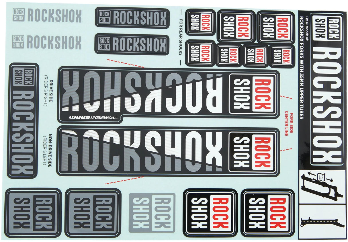 RockShox Dekorset Aufkleberset weiß