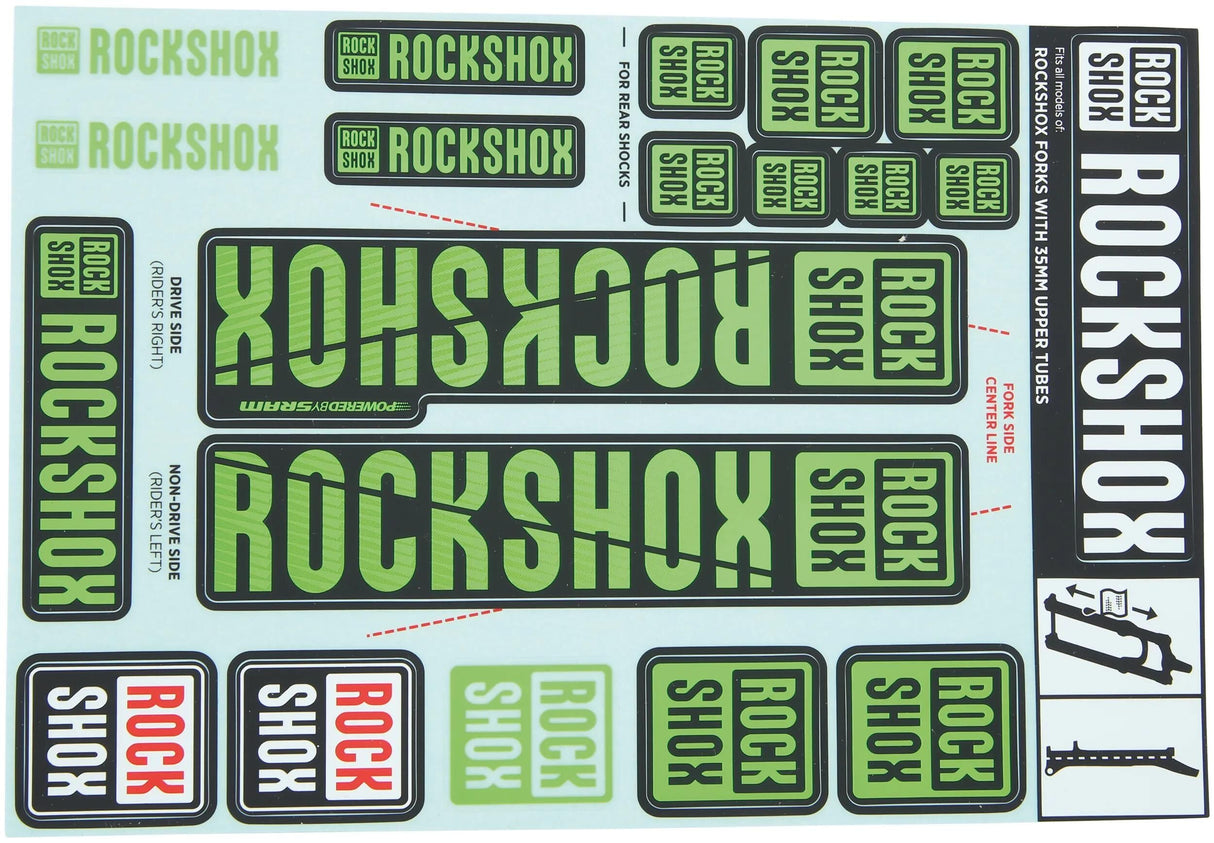 RockShox Dekorset Aufkleberset grün