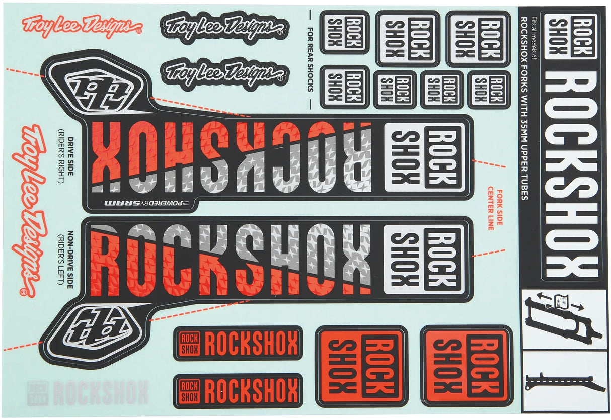 RockShox Dekorset Aufkleberset silberorange