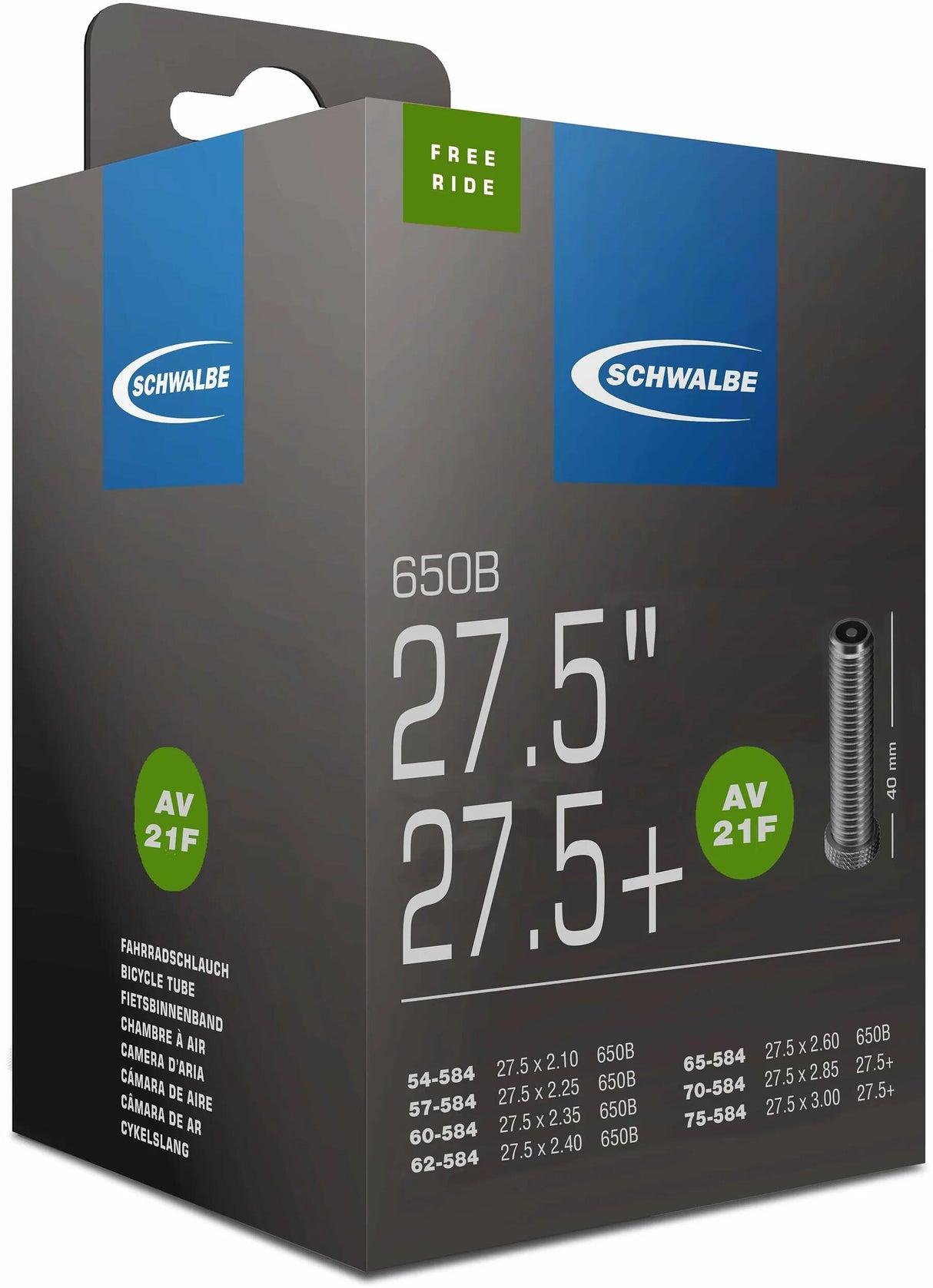 Schwalbe Innenrohr AV21F 27.5 Freeride 54 75-584 IB