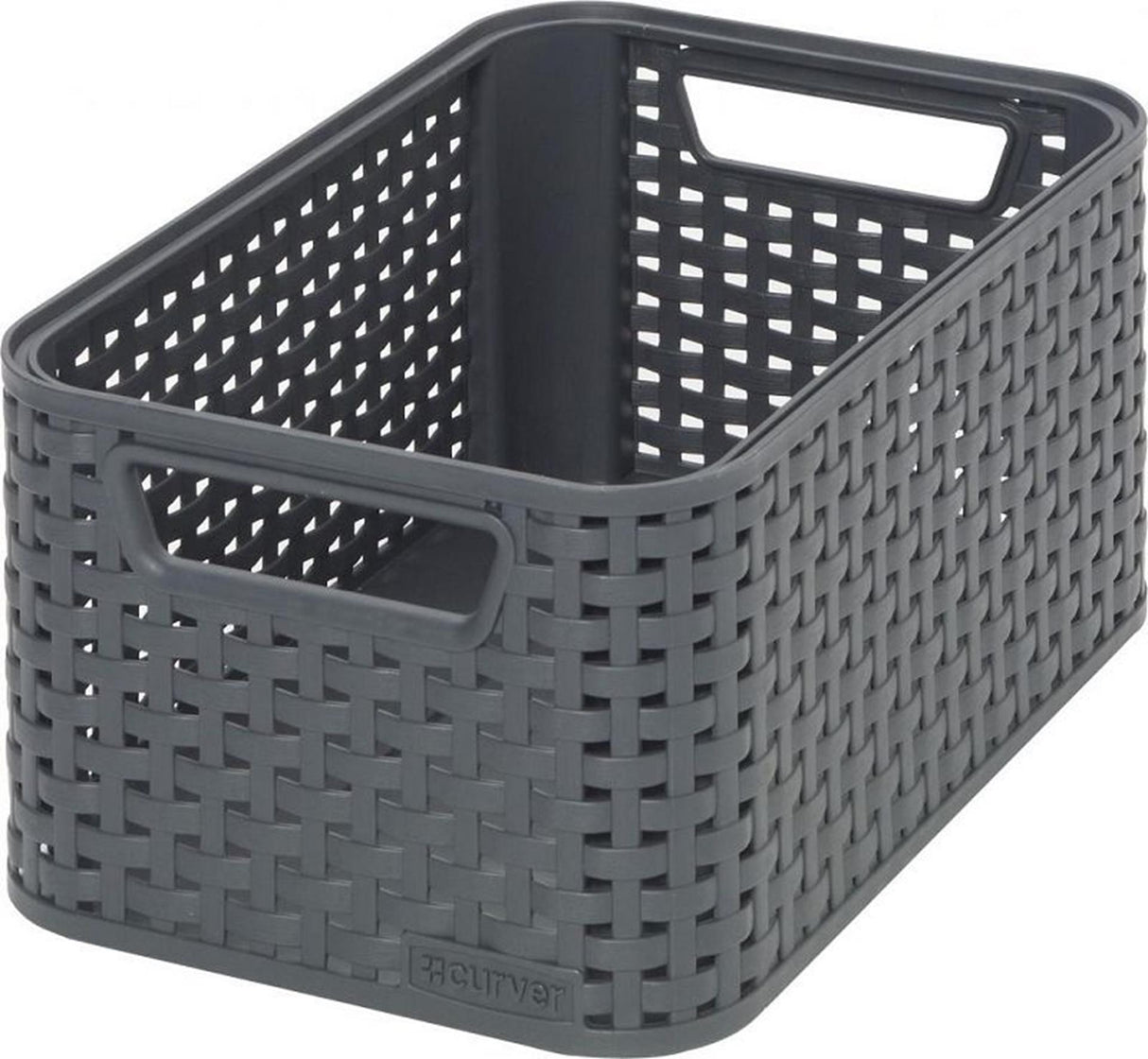 Korb im Curver-Stil, Rattan-Stil, Anthrazit, 12,9 x 28,5 x 19,4 cm
