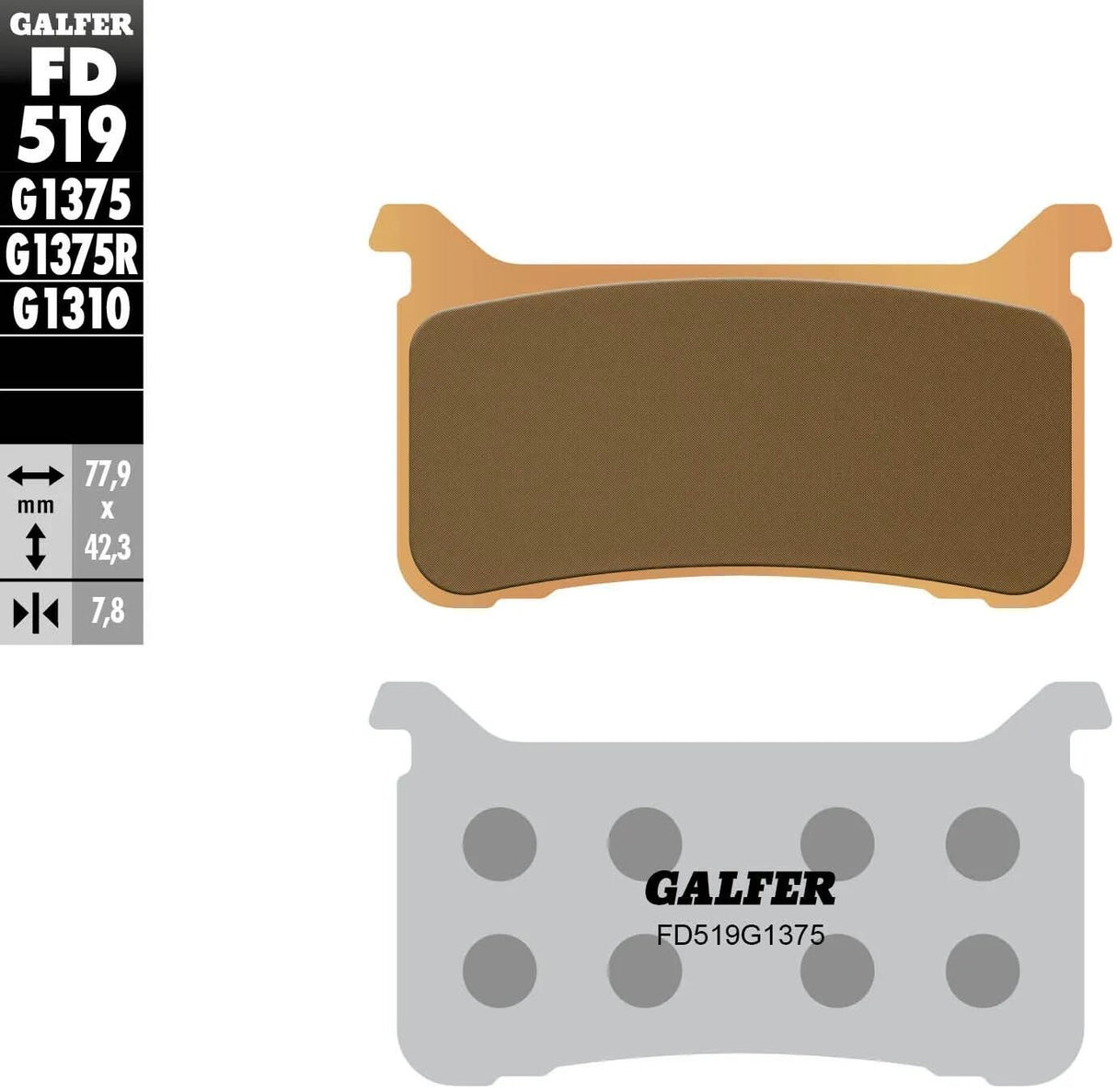 Galfer Bremsbeläge fd519 Bremsbelag fd519 g1375 Sint.Metal str. sp.