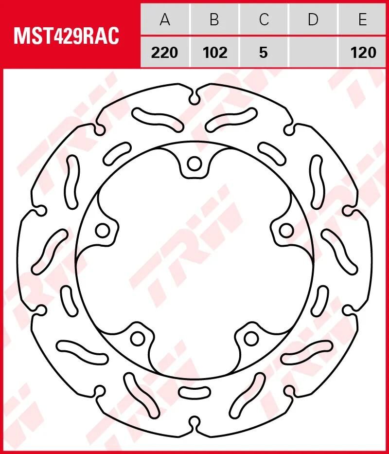 TRW-Bremsscheibe mst429rac. Rotor mst429rac starr