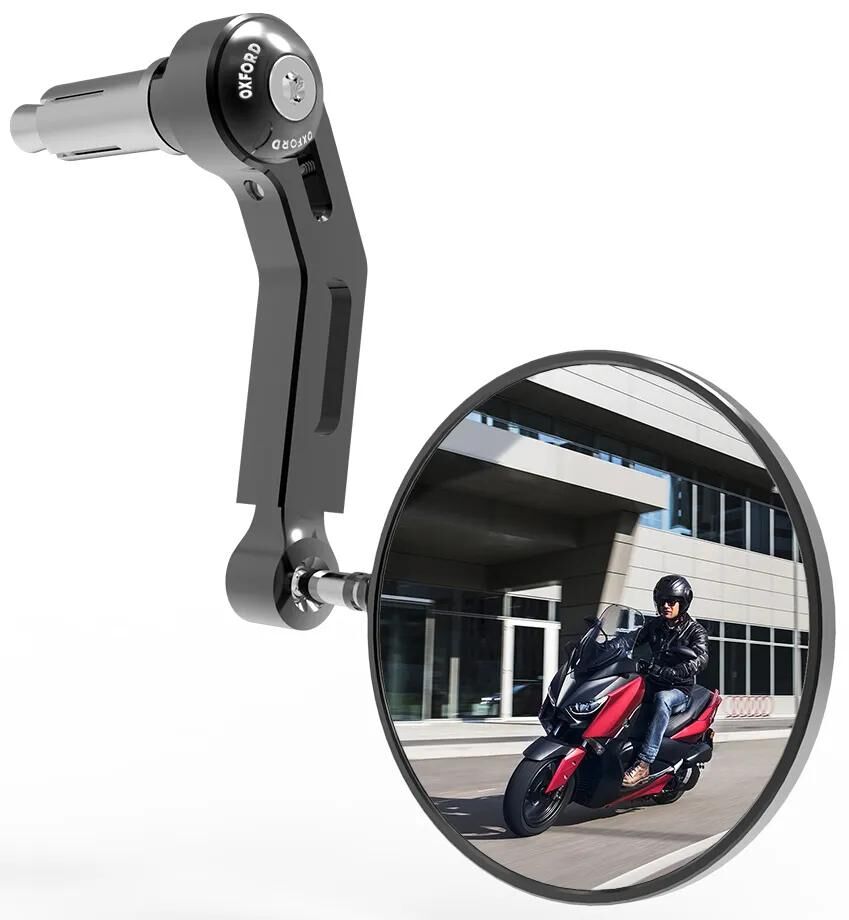 Oxford Spiegel Lenkerende Premium Aluminium Lenkerspiegel Aluminium schwarz links