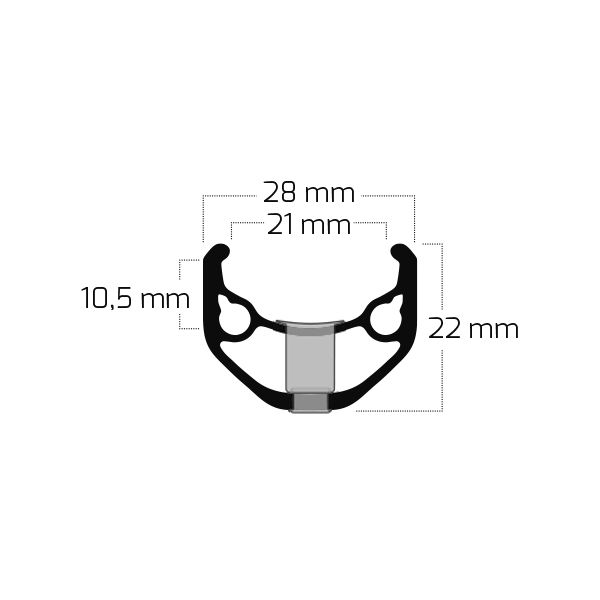 Ryde Velg Zac 421 28 29 622*21C Aluminium 36 Löcher 14 g Schwarz geschärft