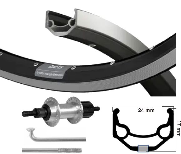 Kgs Hinterrad 28 Zoll (622) Felge schwarz silber Kassette 8-9 sp Vollachse