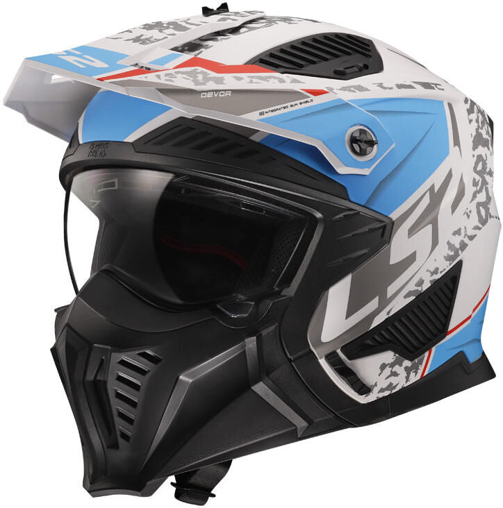 Ls2 modularer Helm of606 Drifter Devor Helm of606 Drtifer Devor XS weiß blau matt