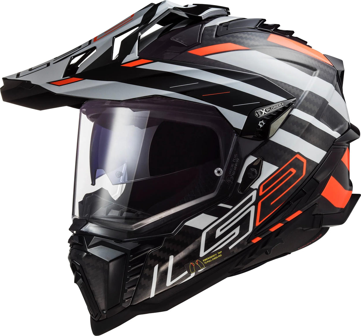 Ls2 Enduro-Helm MX701 Explorer Carbon Edge. Helm mx701 exp.car. Rand xl bl. weiß bzw