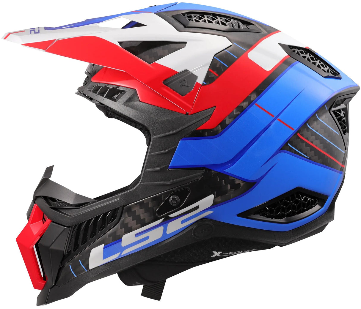 Ls2 Motocross-Helm MX703 x-force galuo, atmungsaktiv und hypoallergen. Helm X-Force Galuo weiß rot blau gr. xxl