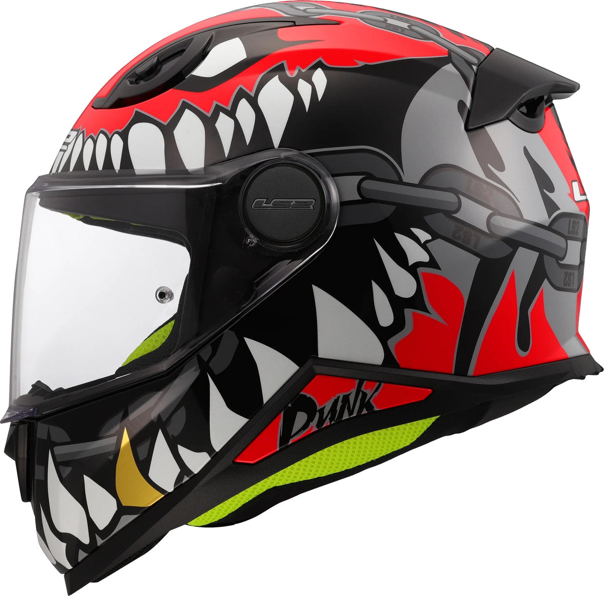 Ls2 Kinder-Integralhelm FF812 Kid Punk, abnehmbar. Helm Kind FF812 Punk Grau Rot Gr. s