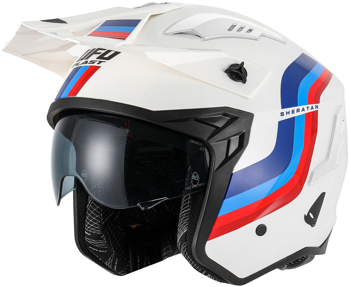 UFO Plast Sheratan Jethelm Helm Sheratan XL weiß rot blau