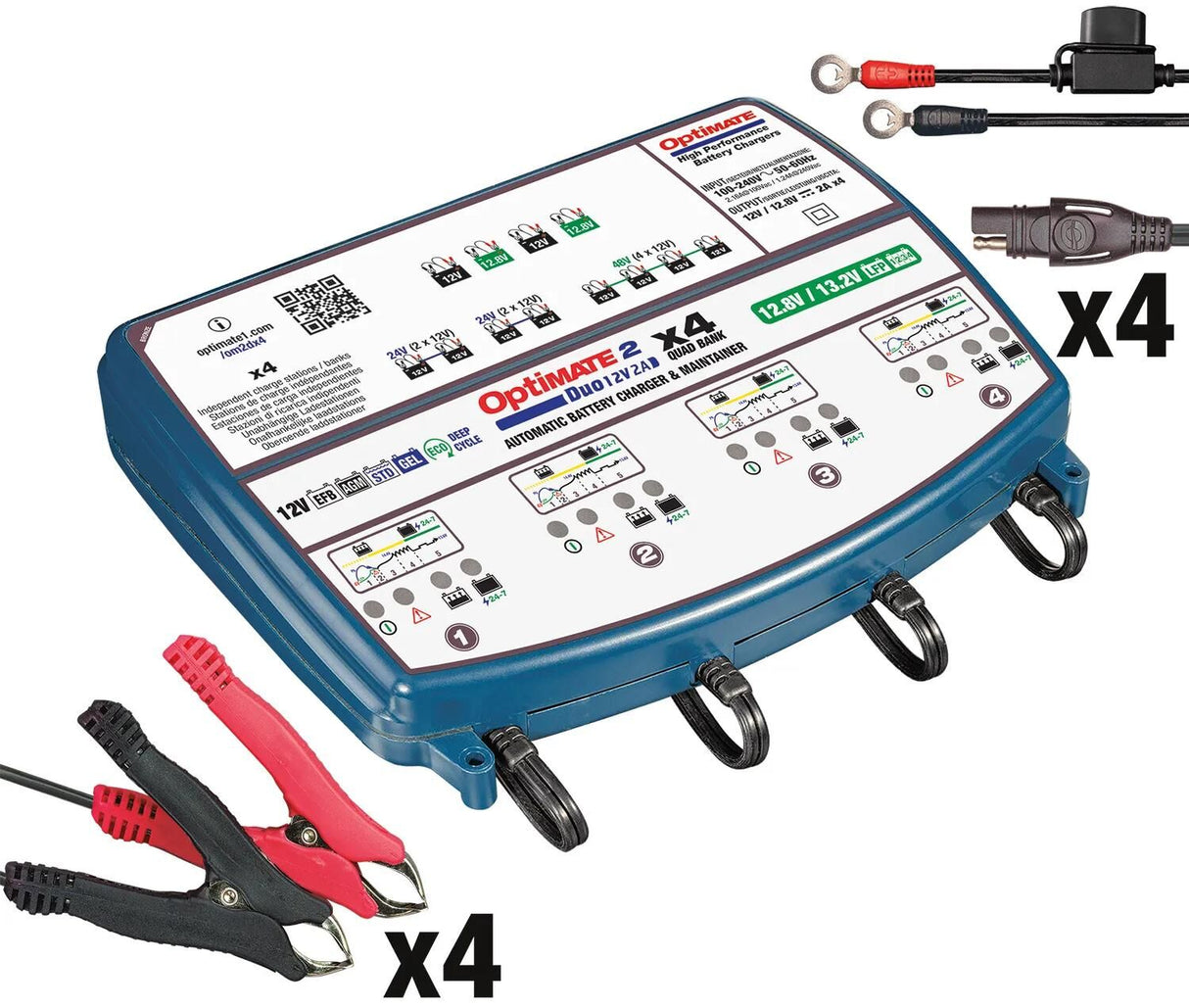 Tecmate Batterieladegerät Optimate 2 Duo Optimate 2 Ladegerät Duo 4er Bank
