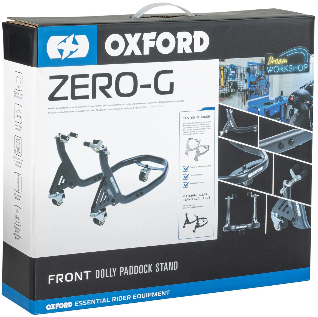 Zero-G-Dolly-Montagetest nach Oxford-Montagestandard. Ihr vorne schwarz