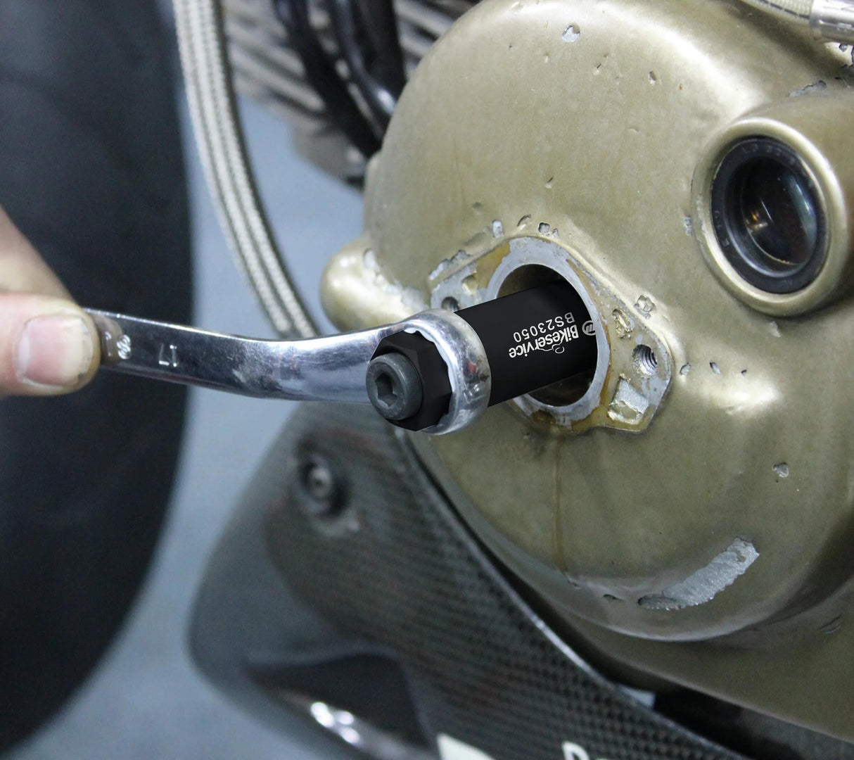 Bikeservice Kronenschlüssel wrkz Kurbelwellendrehung 17mm