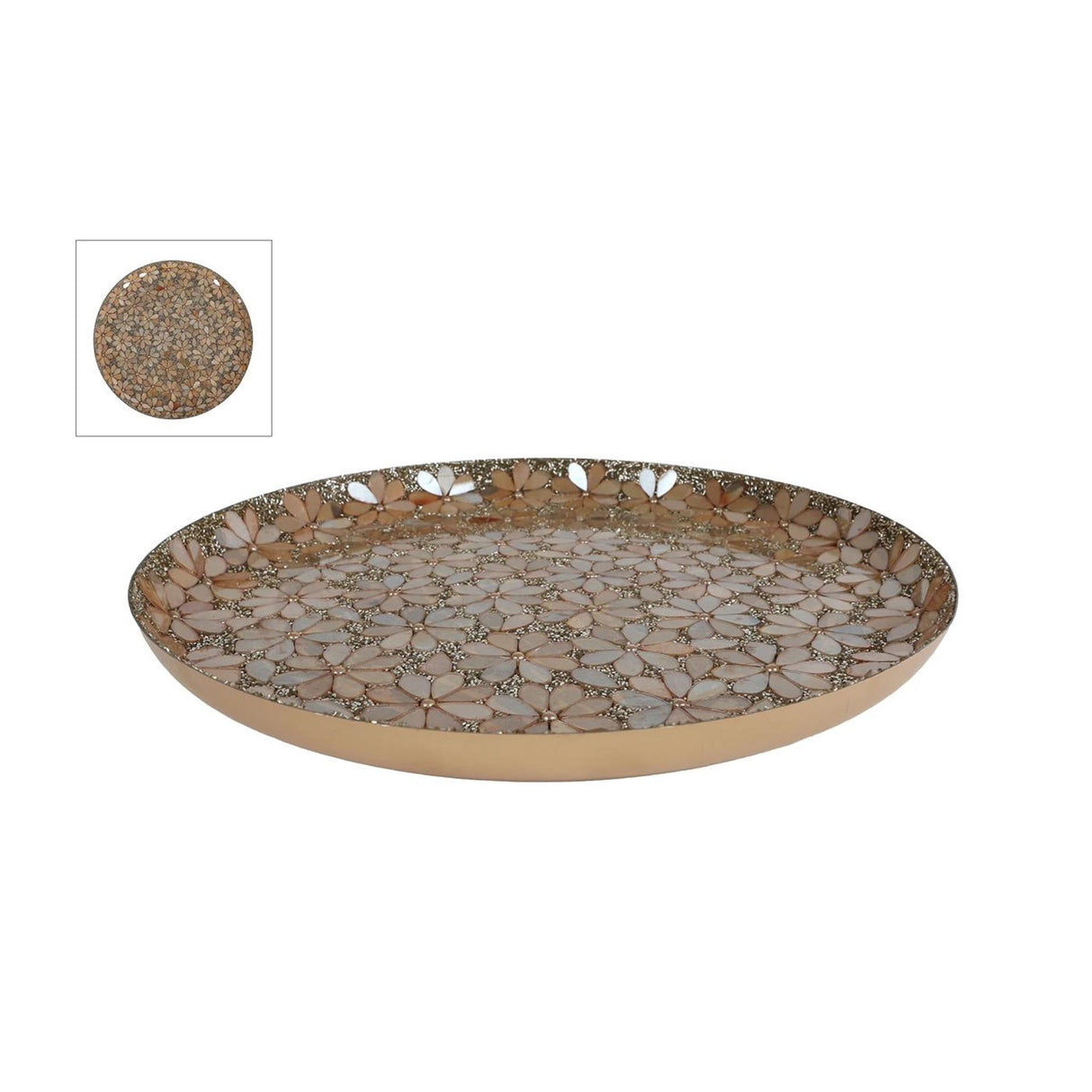 Dienblad nea goud mozaiek metaal 35x35x2cm