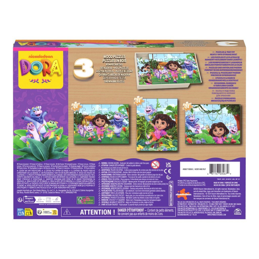 Dora 3in1 Holzpuzzle 3x24 Teile