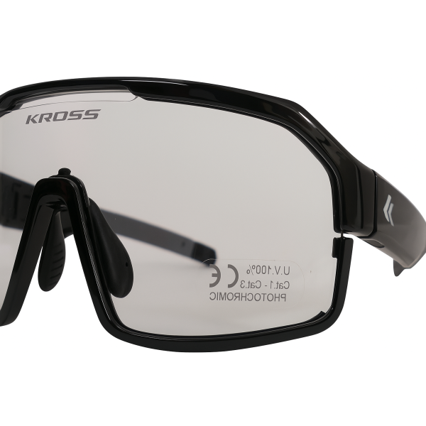 Kross Fahrradbrille Fly UV400 photochrome Gläser – schwarzer Rahmen