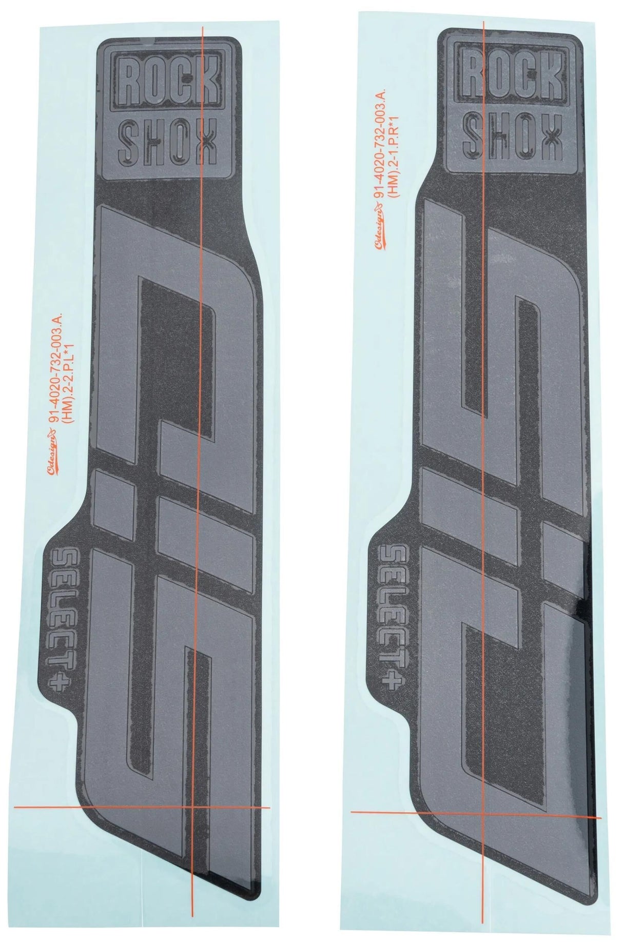 Rockshox Dekorset Aufklebersatz RS Glossy Grey 29 Gloss Grey f. Schwarz 24