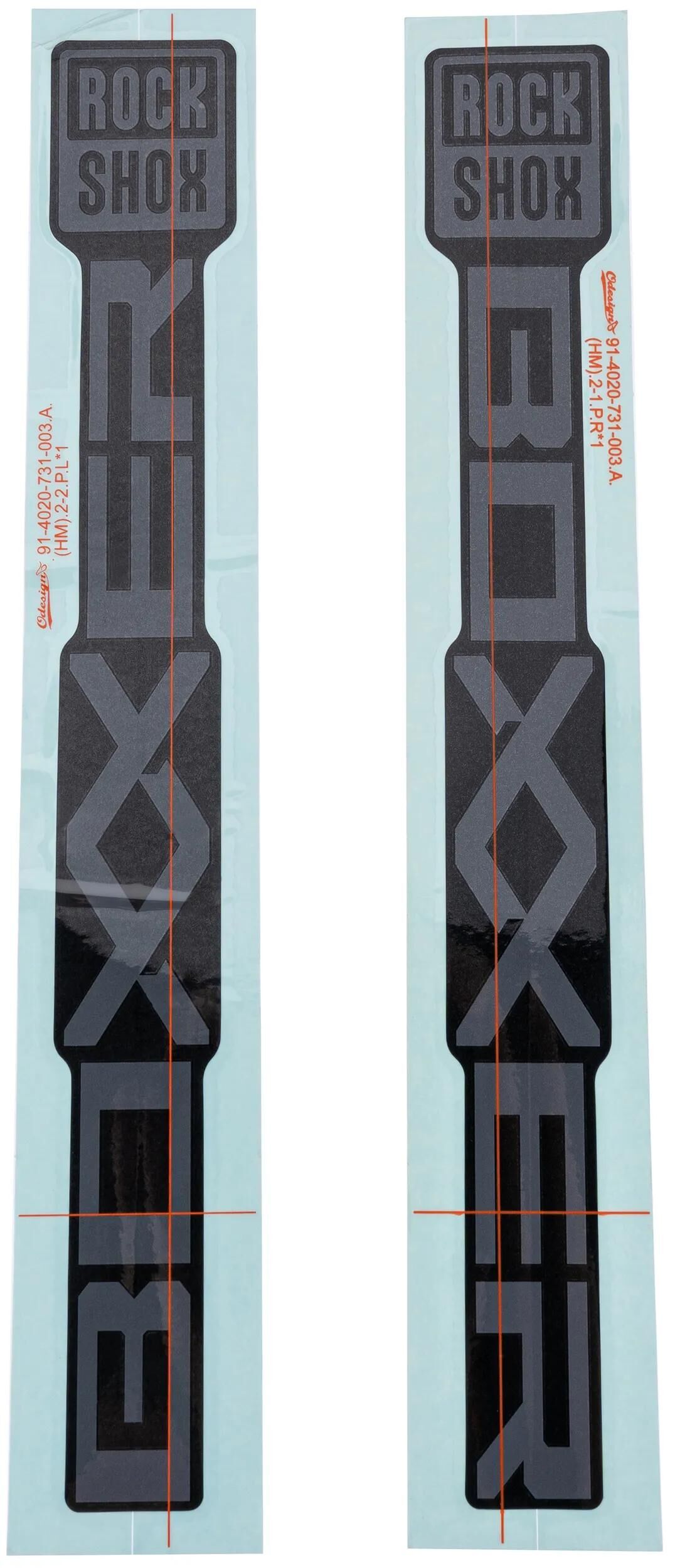 RockShox Dekor-Set, Aufkleber-Set, RS-Grau, mattschwarze Schieber