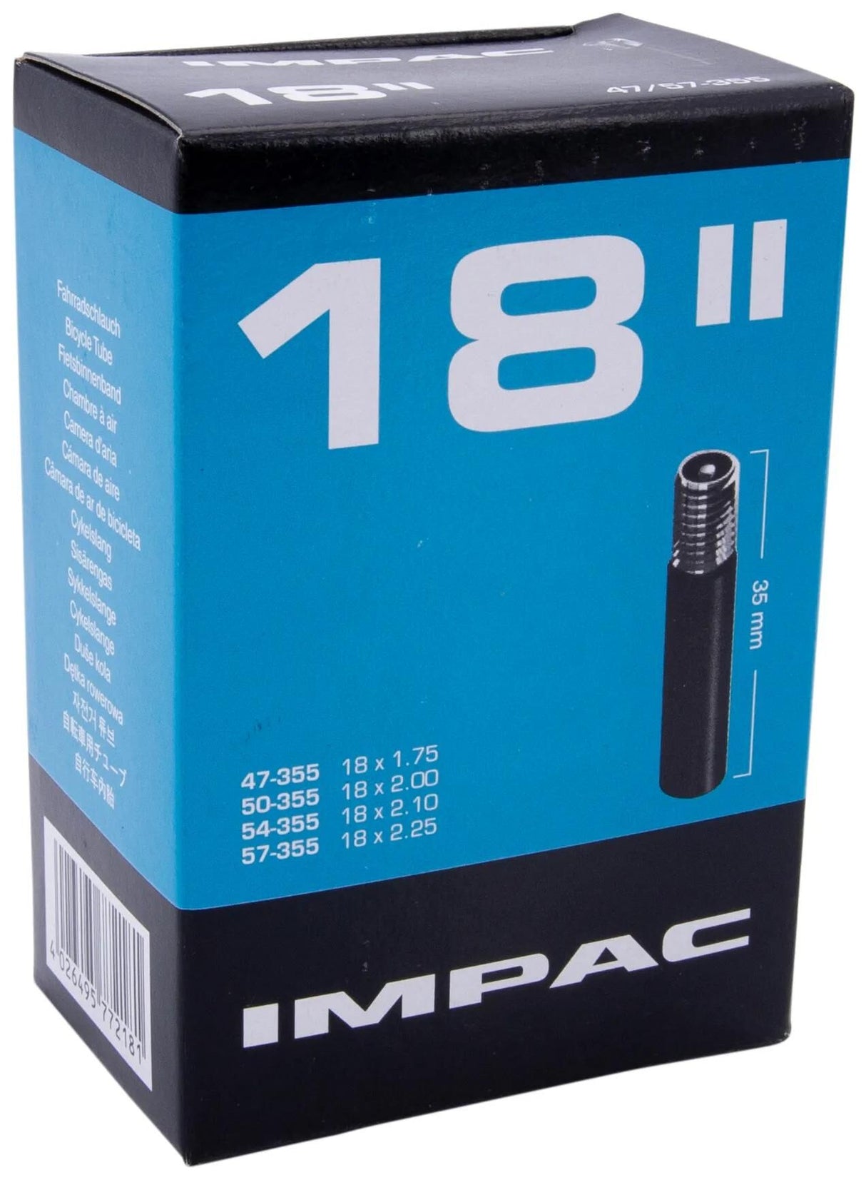 IMPAC Innenrohr (von Schwalbe) AV18 18x1.75 2.35 Etro 47 57-355, Ventil: Schrader Auto 35 mm