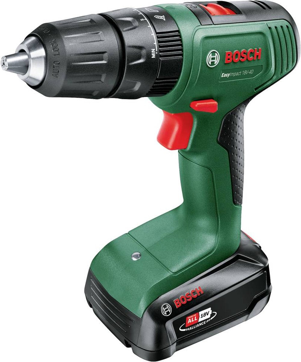 Bosch Home and Garden 06039D810C Akku-Schlagbohrschrauber 18 V 1,5 Ah Li-Ion inkl. Akku Batterie, inkl. Ladegerät, inkl. Fall,