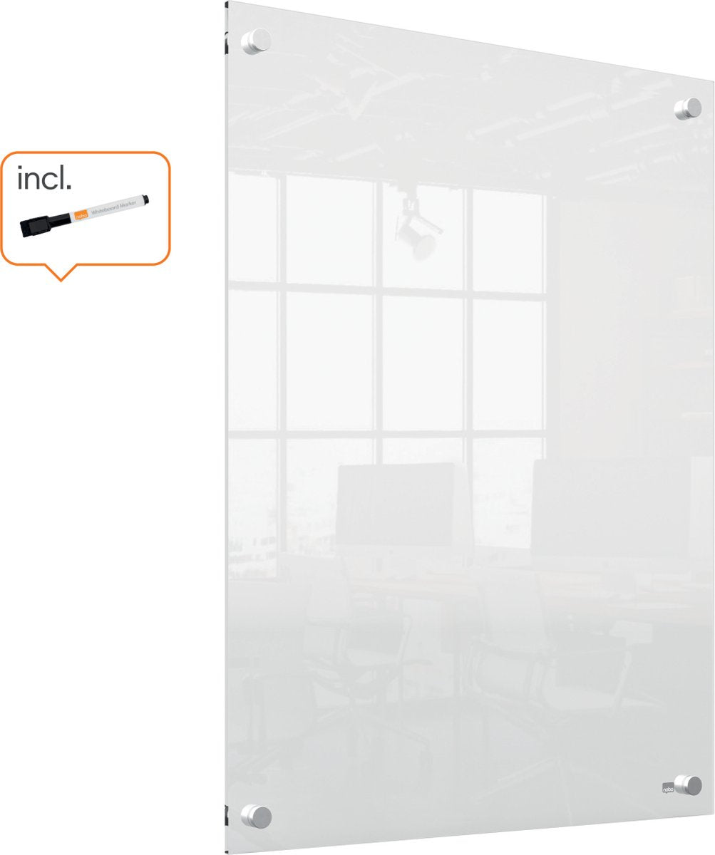 Nobo tragbares, trocken abwischbares Mini-Wand-Whiteboard – 600 x 450 Millimeter – inklusive Whiteboard-Marker – transparentes Acryl