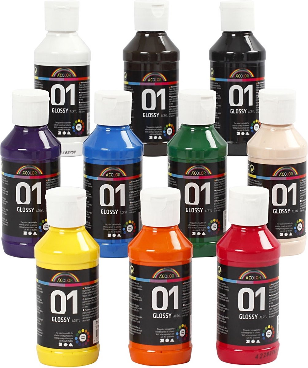 A-Color Acrylfarbe – Sortiment, verschiedene Farben, 01 – glänzend, 100 ml