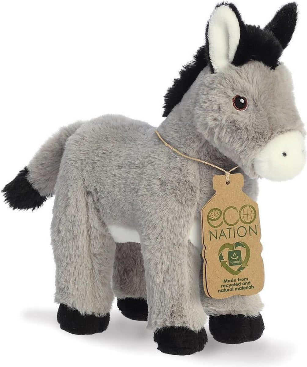 Aurora Plüsch-Esel – Öko-Nation – Tier-Kuscheltiere – 28 cm – Grau – Bauernhoftier-Kuscheltier