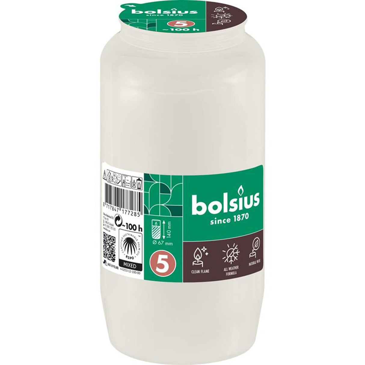 Bolsius Grableuchte Compo Nr.5 weiß