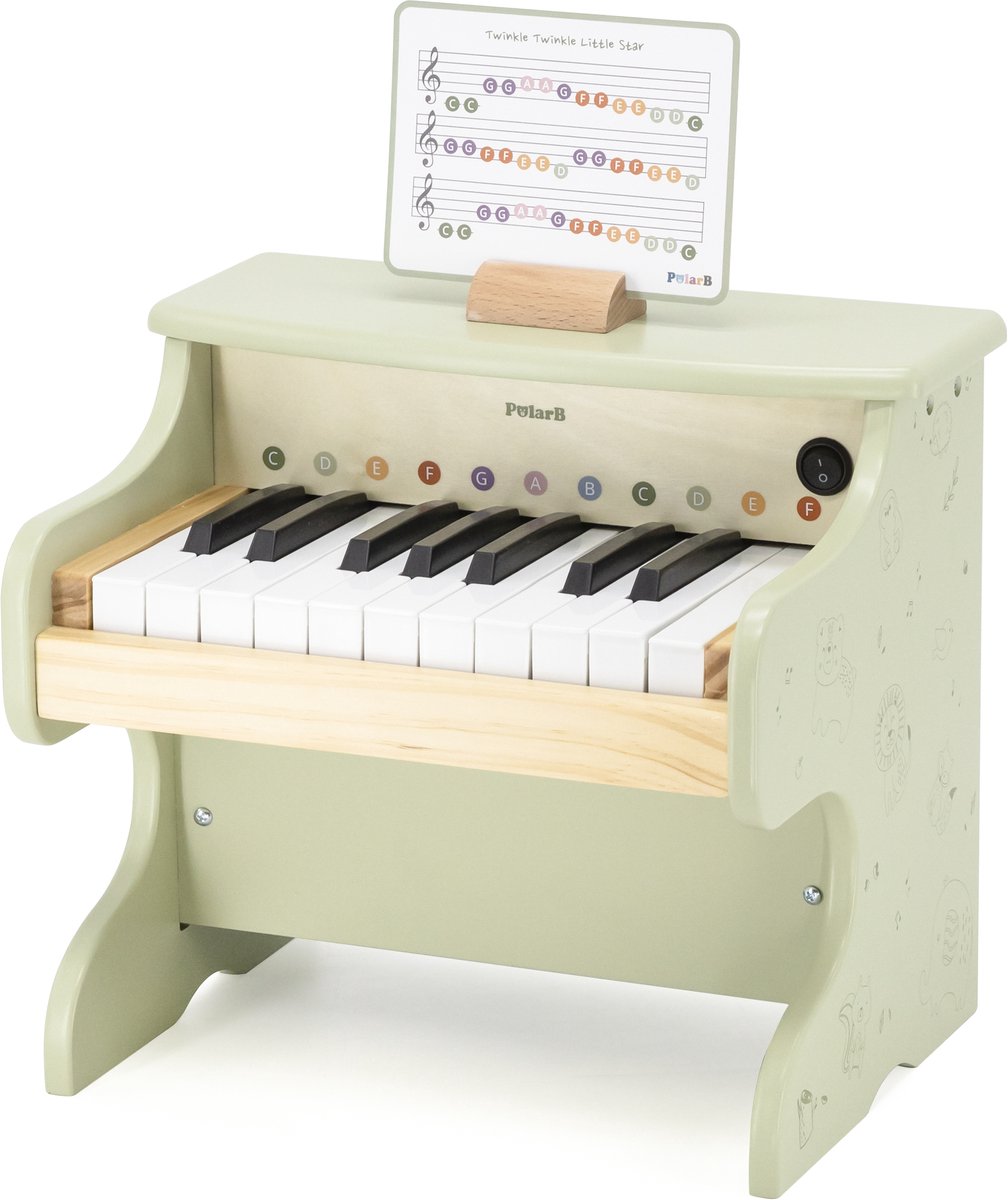 Polarb Kinderklavier aus Holz mit Klang und Musikbuch – pädagogisches Musikspielzeug ab 3 Jahren