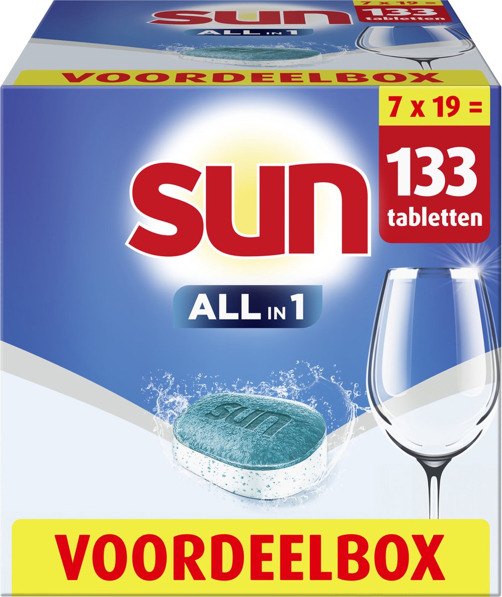Sun - vaatwastabletten - all-in 1 - 133 tabletten - voordeelverpakking