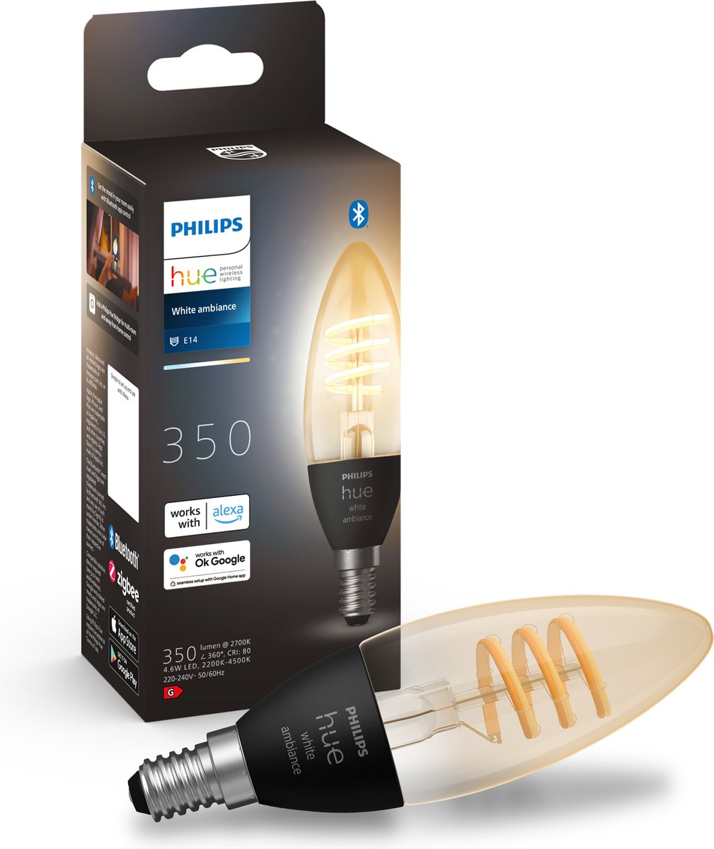 Philips Hue Filamentkerze – warmes bis kühles weißes Licht – 1er-Pack – E14