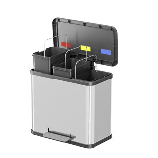 Hailo 0633-200 öko trio plus l Treteimer 3x9l Edelstahl schwarz
