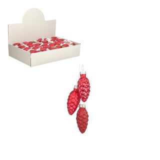 House of Seasons Weihnachtsschmuck Tannenzapfen rot 6x3 cm