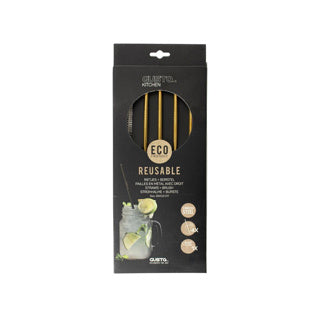 Gusta Edelstahlstrohhalme + Bürste gold 4 Stück | 3 Stück
