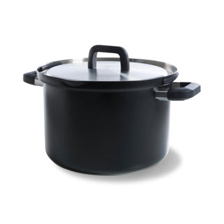 BK Flow Cool Black Suppentopf 24 cm – 6,5 l – ohne PFAS-freie Antihaftbeschichtung – Induktionstopf – Edelstahltopf – sicheres Abtropfsystem – ofenfest bis 160 °C – mit Deckel – Silber