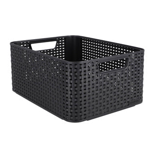 Korb im Curver-Stil m stapelbar im Rattan-Stil anthrazit (LxBxH 38x28x17cm)