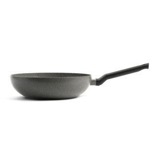 BK Granit-Keramik-Keramik-Wok-Pfanne 28 cm – 3,7 l – Induktions-Wok-Pfanne – ohne Deckel – ofenfest bis 160 Grad – Kaltgriff – PFAS-frei – Grau