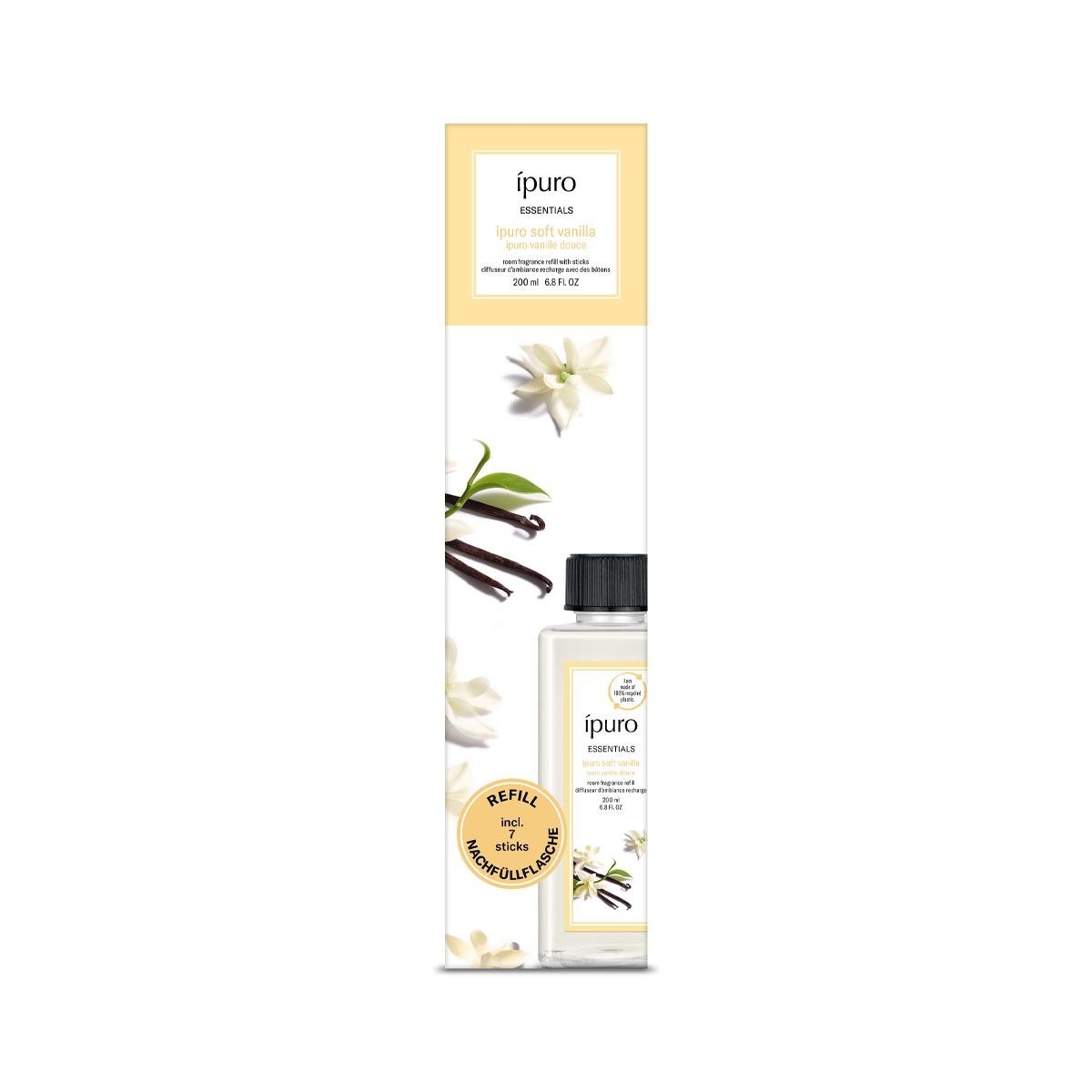 Ipuro geurdiffuser navulling soft vanilla 200ml