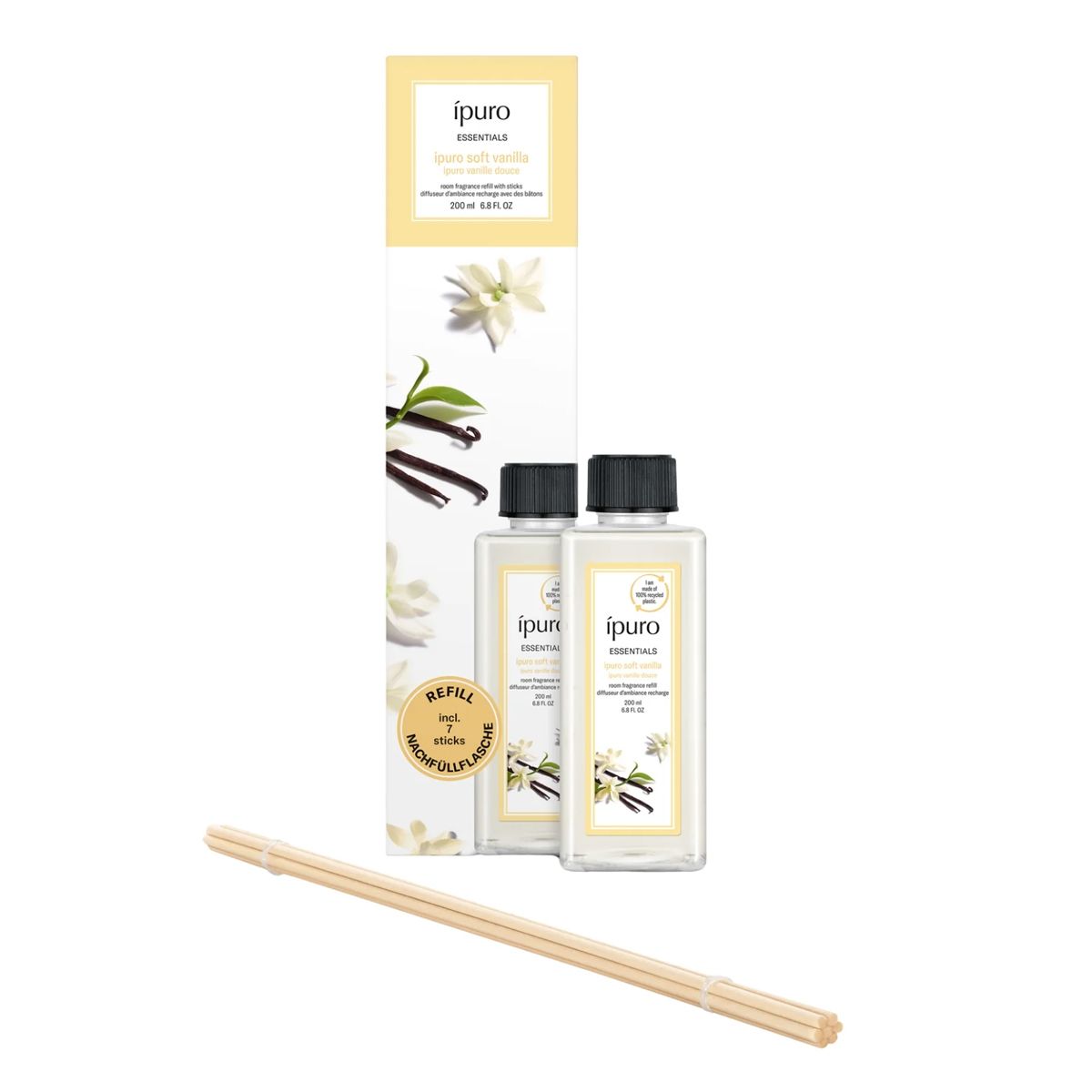 Ipuro geurdiffuser navulling soft vanilla 200ml