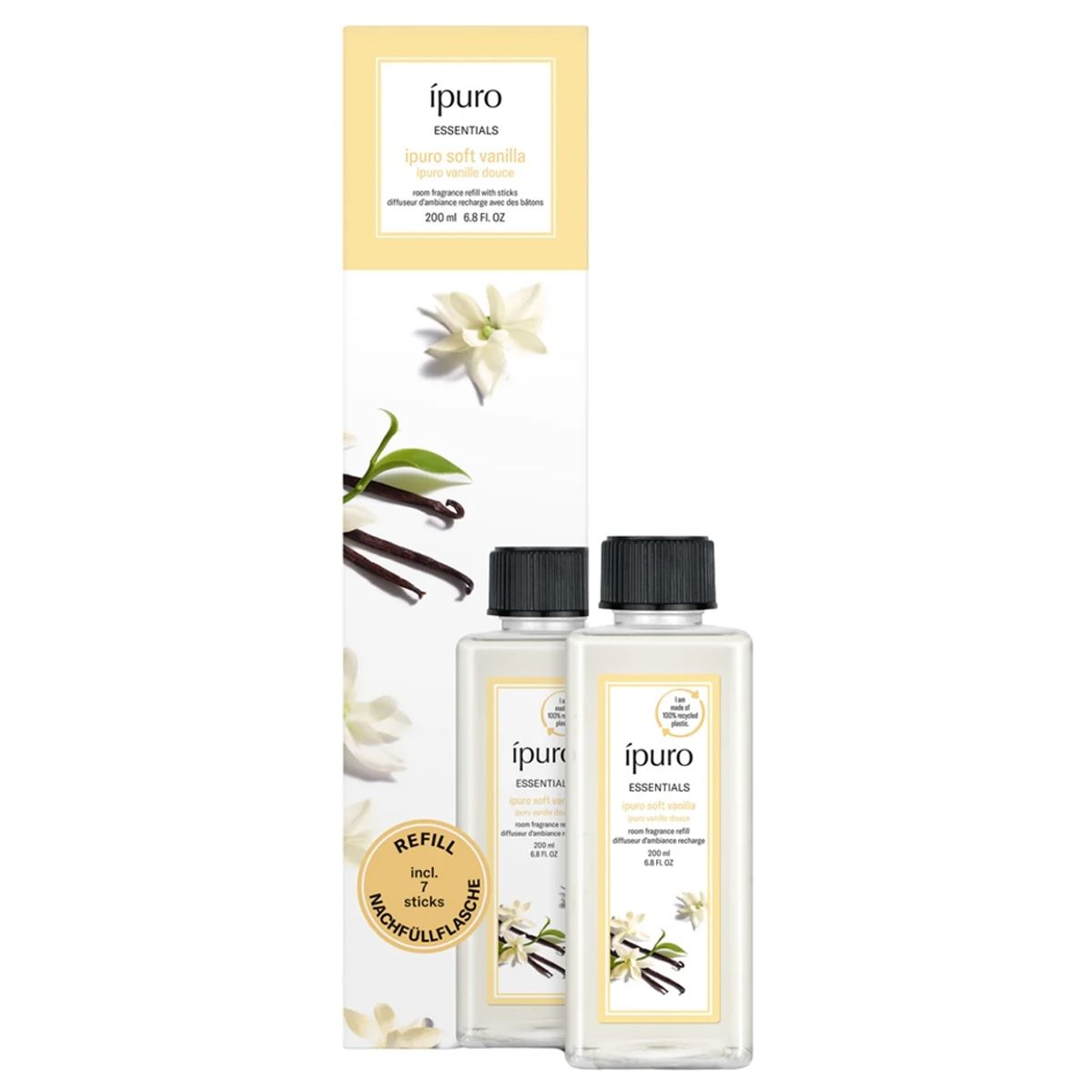 Ipuro geurdiffuser navulling soft vanilla 200ml