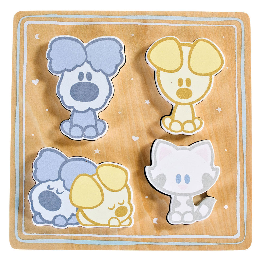 Rubo Toys Woezel und Pip Baby-Holzpuzzle, 4-tlg.