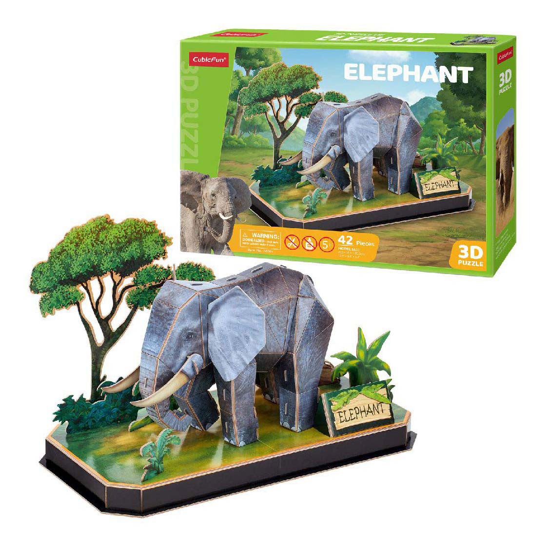 Kubisches lustiges 3D-Puzzle Elefant – 42 Teile – geeignet für Kinder ab 8 Jahren