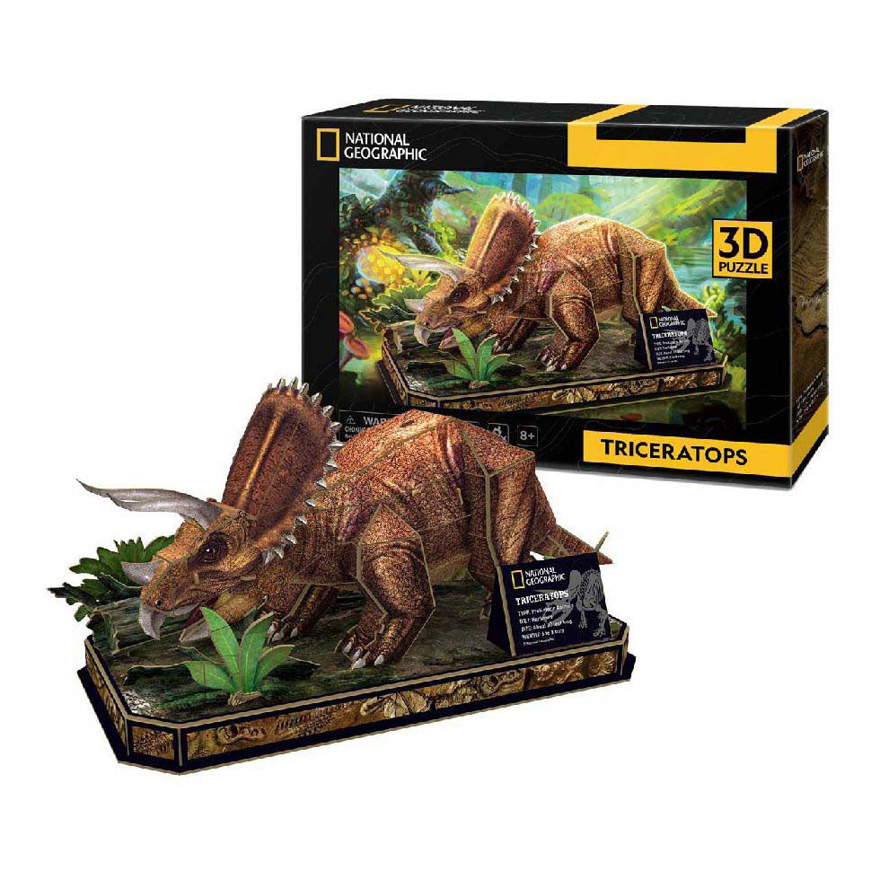 Kubisches lustiges 3D-Puzzle Triceratops – Holzbausatz