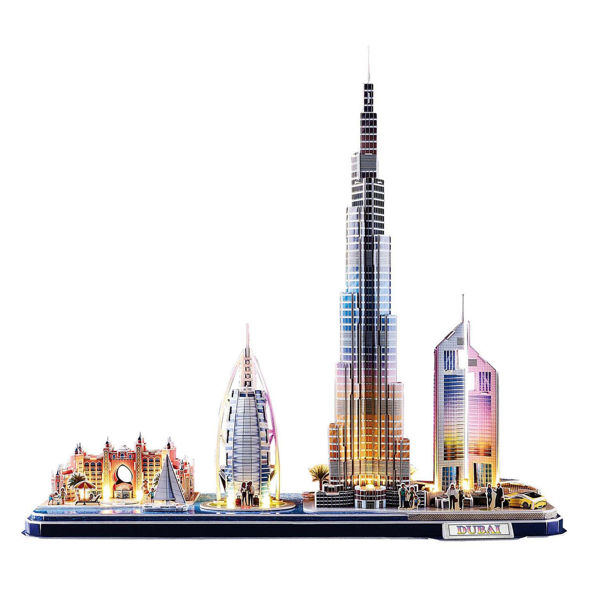 Kubisches lustiges 3D-Puzzle City Line Dubai mit LED-Beleuchtung
