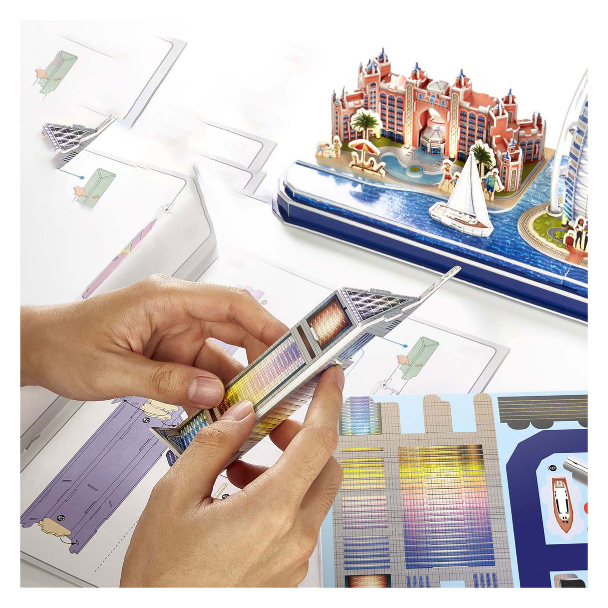 Kubisches lustiges 3D-Puzzle City Line Dubai mit LED-Beleuchtung